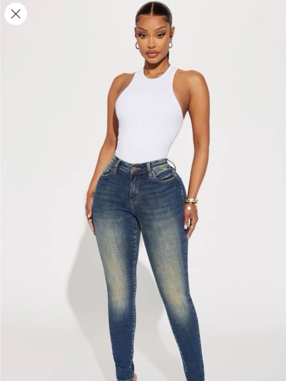 Fashion NovaClassic High-Rise Women’s Skinny Jeans in Dark Blue (Size: 14Plus)